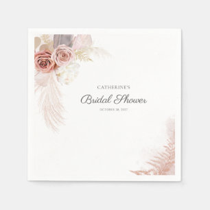 Modern Pampas Grass Floral Bridal Shower Paper Napkin