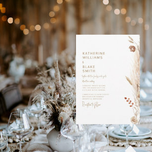 Modern Pampas Together With Gold Text Wedding Invitation