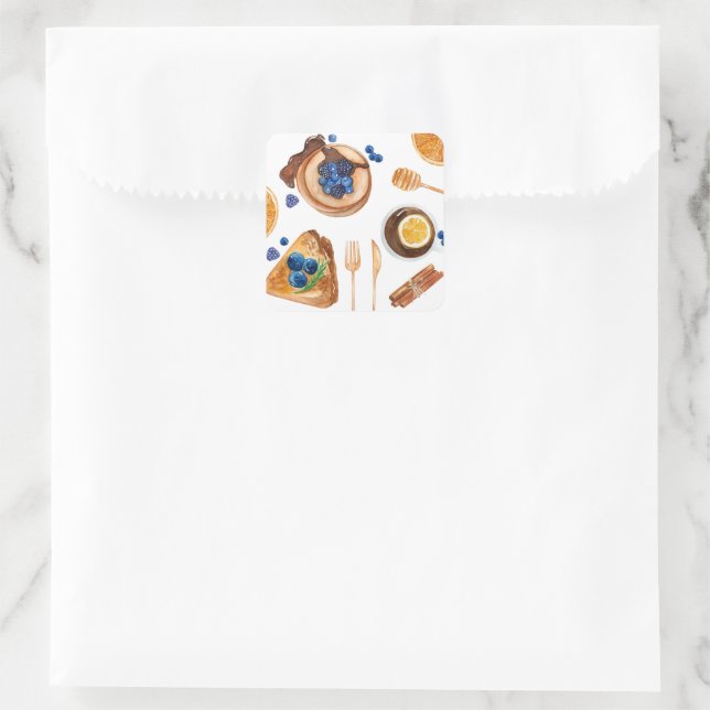 Modern Pancakes Kitchen Beauty Breakfast Square Sticker (Bag)