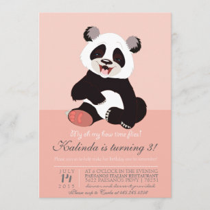 Modern Panda Bear Pink Invitation