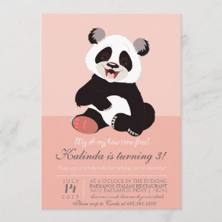 Modern Panda Bear Pink Invitation