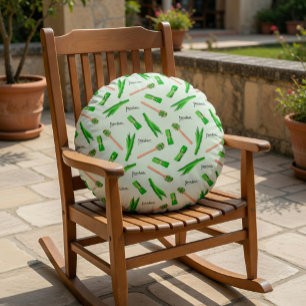 Modern Pandan Leaf Pattern Round Cushion