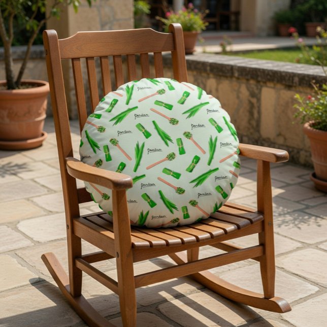 Modern Pandan Leaf Pattern Round Cushion (Creator Uploaded)