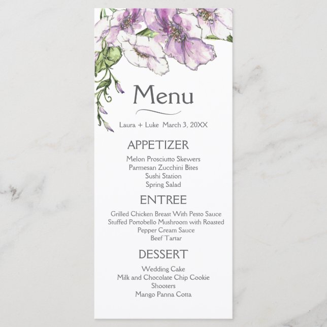 Modern Pansy  Menu (Front)