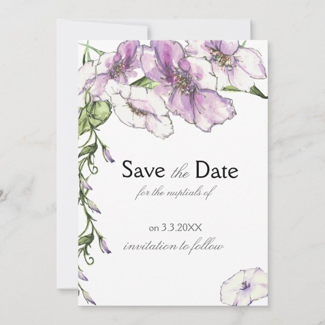 Modern Pansy Save the Date (Front)
