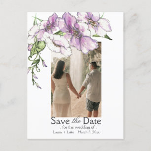 Modern Pansy Save the Date Photo Postcard