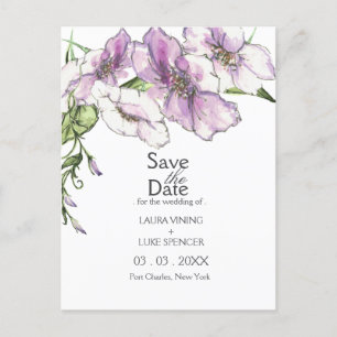 Modern Pansy Save the Date Postcard