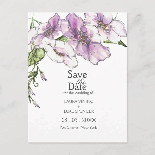 Modern Pansy Save the Date Postcard (Front)