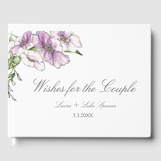Modern Pansy Wedding Guest Book (Front)