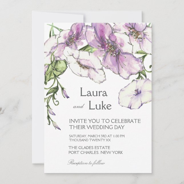 Modern Pansy Wedding Invitation (Front)