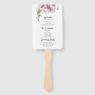 Modern Pansy Wedding Program Hand Fan
