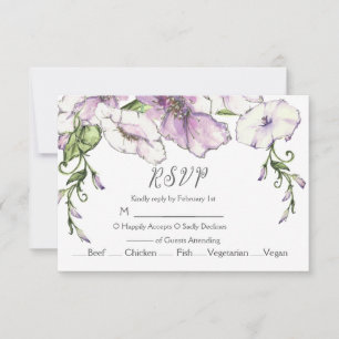 Modern Pansy Wedding RSVP Card