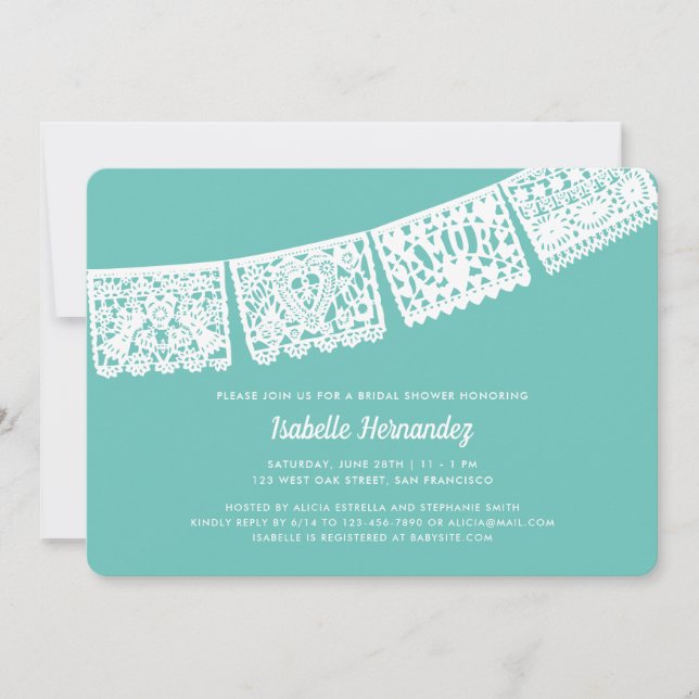 Modern Papel Picado Custom Colour | Bridal Shower Invitation (Front)
