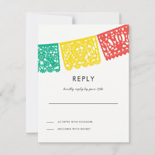 Modern Papel Picado Reply Card Wedding RSVP
