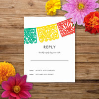 Modern Papel Picado Reply Card | Wedding RSVP