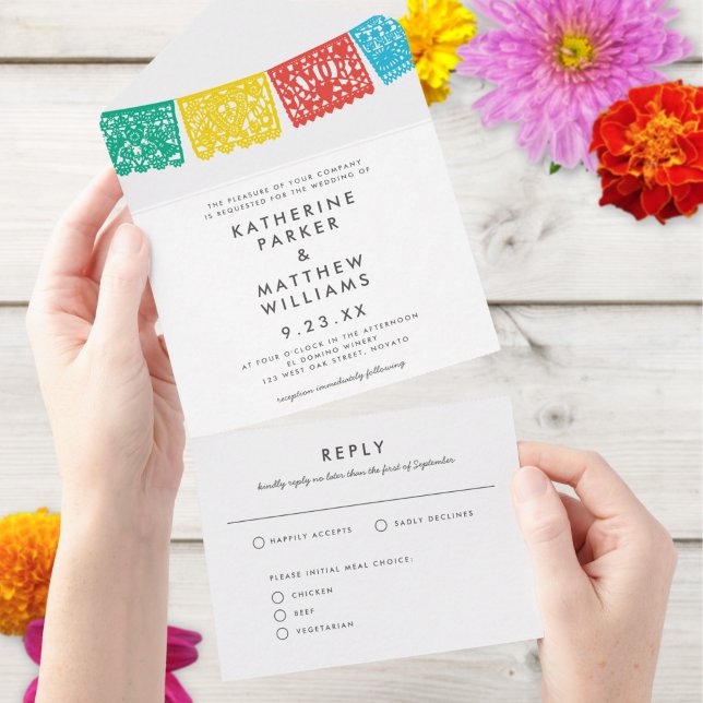 Modern Papel Picado Wedding Banner All In One Invitation (Creator Uploaded)