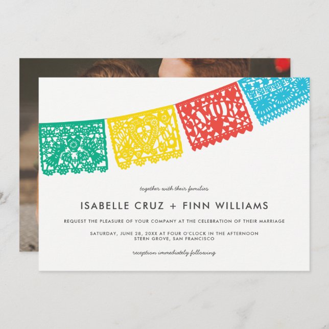 Modern Papel Picado | Wedding Invitation (Front/Back)