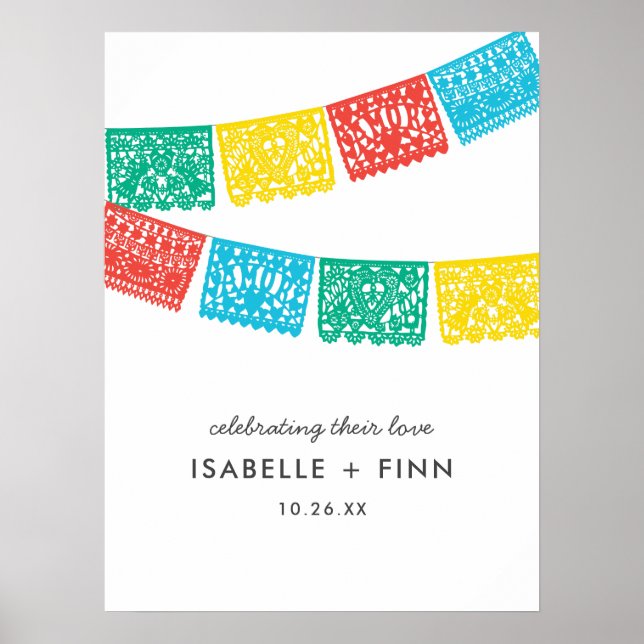 Modern Papel Picado Wedding Sign (Front)