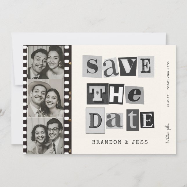 Modern  Paper cut Save the date Photo Qr Code (Front)