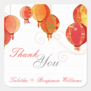 Modern Paper Lanterns Wedding Thank You Square Sticker