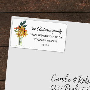 Modern Paper Quilled Flowers Return Address Label