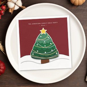 Modern Papercut Style Christmas Tree Xmas Party Napkin