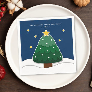 Modern Papercut Style Christmas Tree Xmas Party Napkin