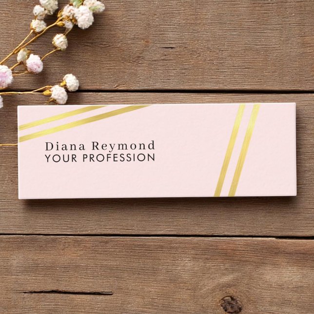 Modern Parallel Faux Gold Stripes Fair Pink Mini Business Card (Creator Uploaded)