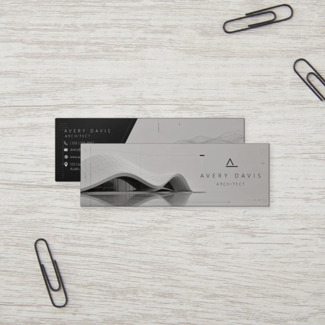 Modern Parametric Futurist Architect Mini Business Card (Front/Back In Situ)