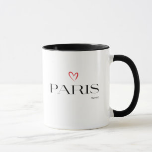 Modern Paris Design with Red Heart Mug