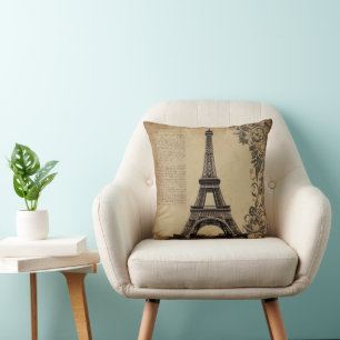 Modern Paris Eiffel Tower France Vintage Cushion