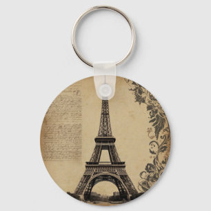 Modern Paris Eiffel Tower France Vintage Key Ring