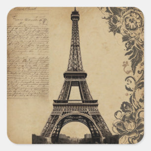 Modern Paris Eiffel Tower France Vintage Square Sticker