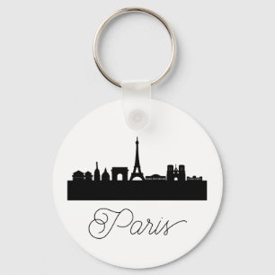 Modern  Paris, France City   Stylised Skyline  Key Ring