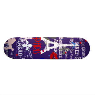 Modern Paris French black collage Skateboard