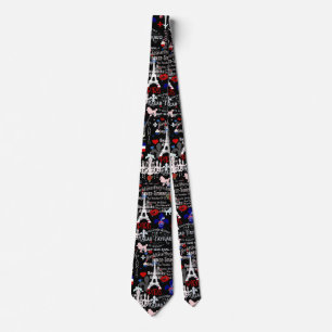 Modern Paris French black collage Tie
