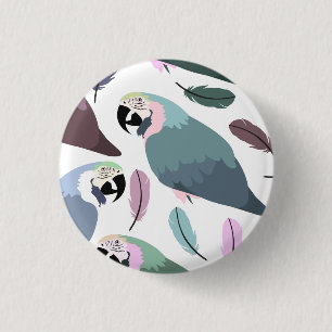 Modern Parrots Tropical Pattern 3 Cm Round Badge