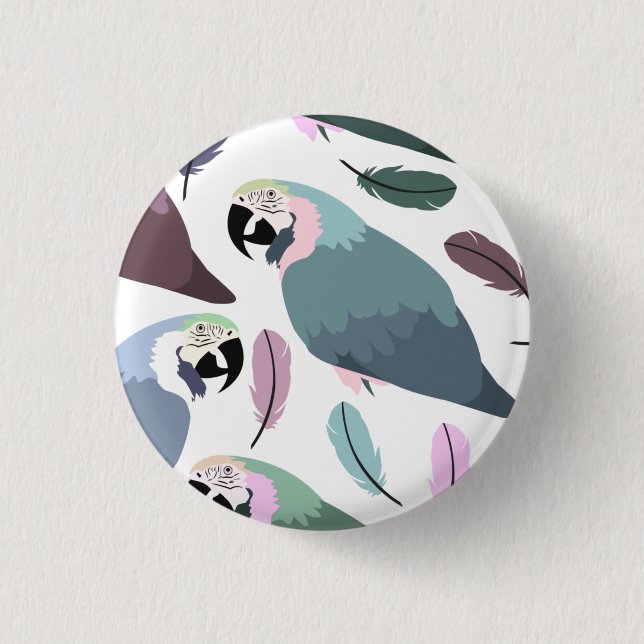 Modern Parrots Tropical Pattern  3 Cm Round Badge (Front)
