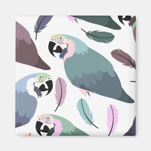 Modern Parrots Tropical Pattern  Magnet