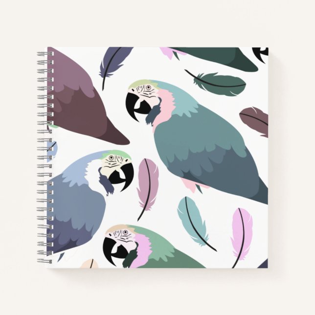 Modern Parrots Tropical Pattern  Notebook (Front)