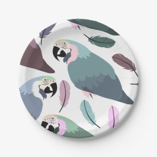 Modern Parrots Tropical Pattern  Paper Plate