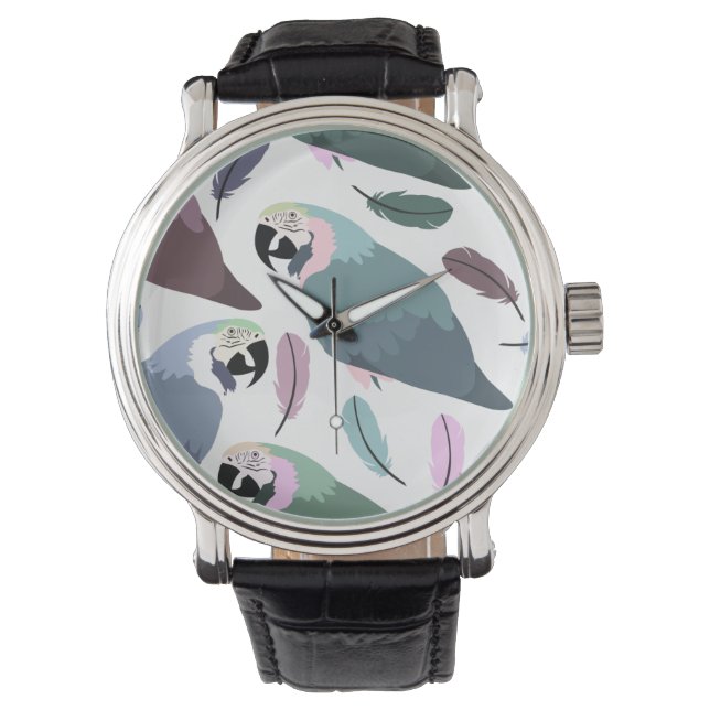 Modern Parrots Tropical Pattern  Watch (Front)