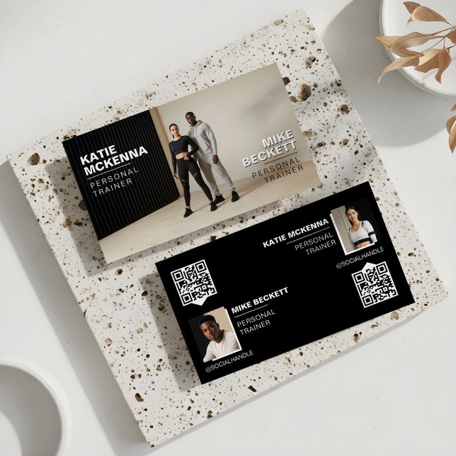 Modern Partners Photo Fitness Trainer QR Code Business Card (Modern Partners Photo Fitness Trainer QR Code Business Card)