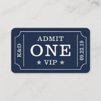 Modern Party Admission Ticket - Navy & White