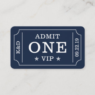Modern Party Admission Ticket - Navy & White Enclosure Card