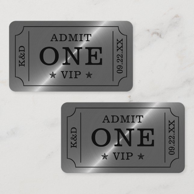 Modern Party Admission Ticket - Silver Enclosure Card (Front/Back)