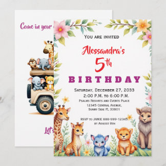 Modern Party Animals Jungle Safari Invitation