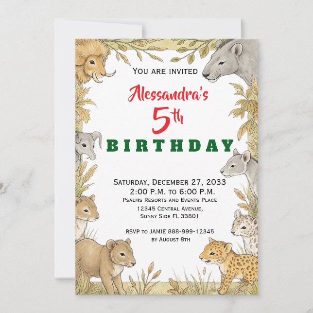 Modern Party Animals Jungle Safari Invitation (Front)