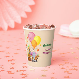 Modern Party Animals Rainbow Colour Birthday Paper Cups