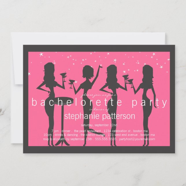Modern Party Girls Cocktail Bachelorette Party Invitation (Front)